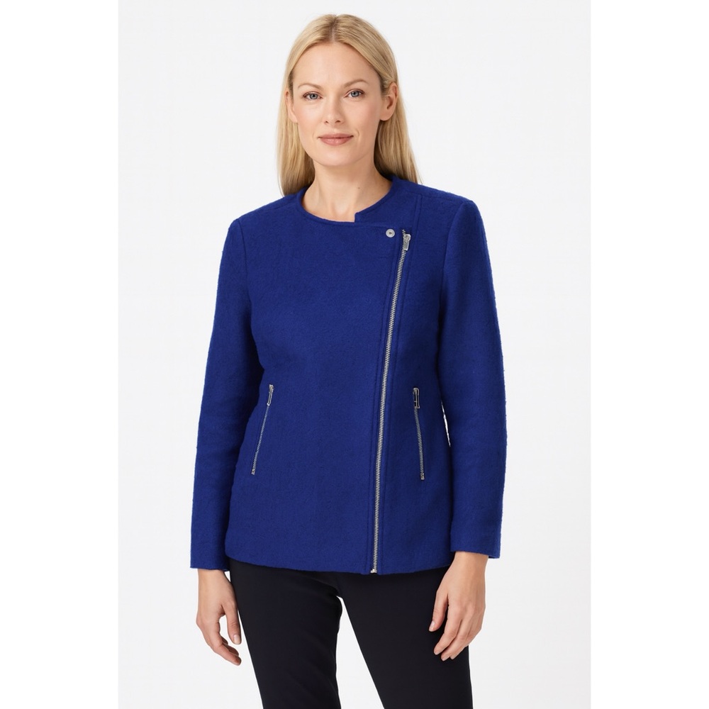 Forever 21 Jacket Royal Blue Zip Front Wool Blend Size M